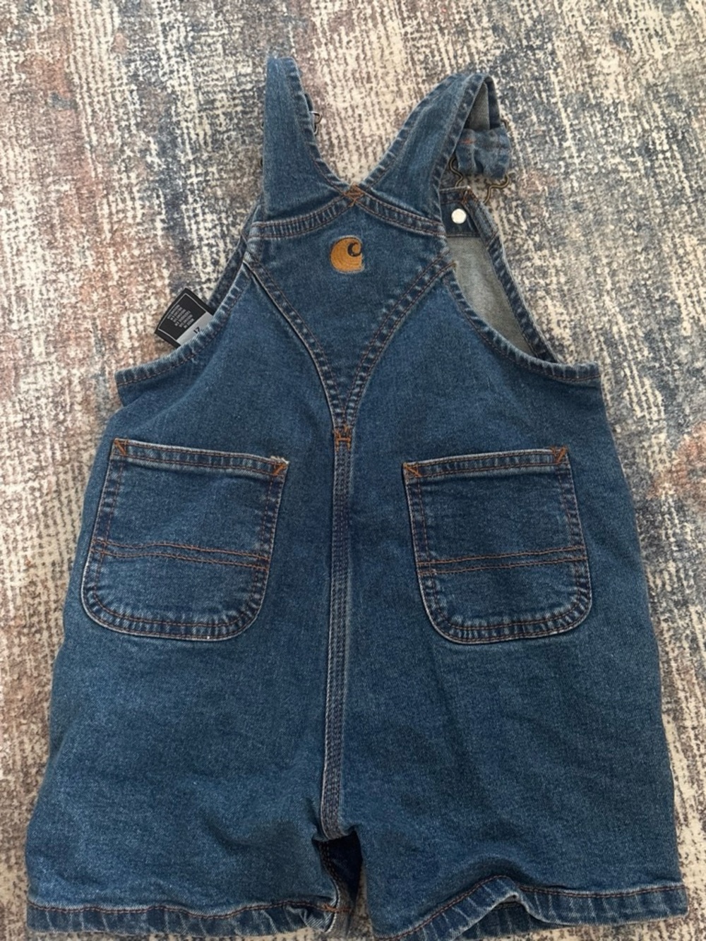 Carhartt Toddler Denim Short Overalls in Dark Blue - Picture 2 of 3